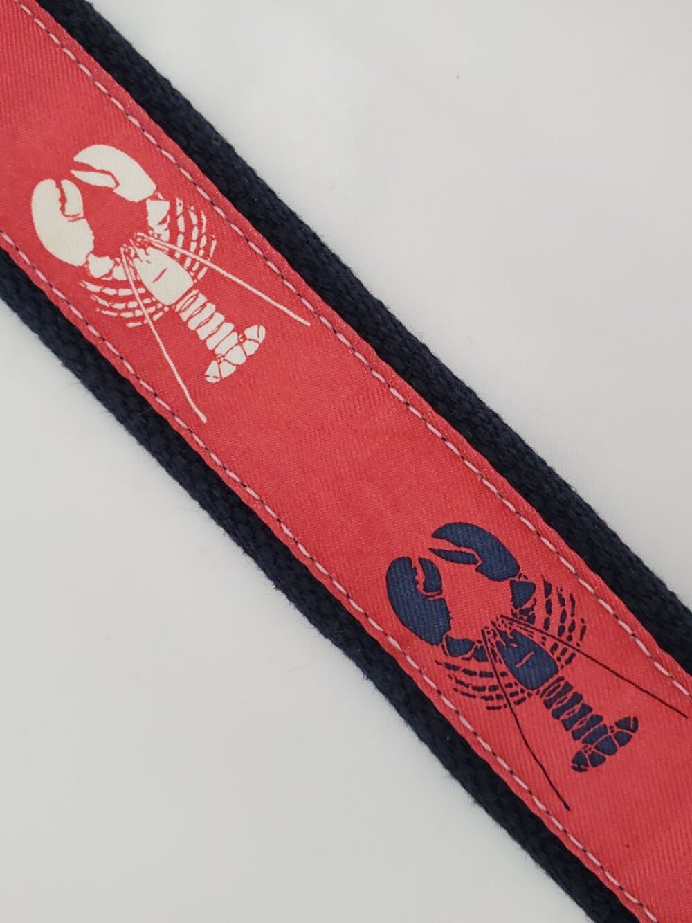 VTG Vineyard Vines Men Belt Lobster 32 Canvas Leather Brass Nautical Coastal
